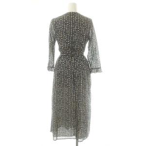 S Max Mara 総柄ノーカラーシャツワンピース 34 紺 白 黒 /MI OS