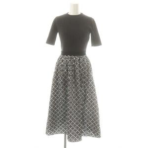 オーバーラップサークルコンビワンピース 総柄 34 グレー 黒 白 /MI OS