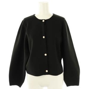 ポリエステルミラノリブニットカーディガン 40 ブラック /DO OS