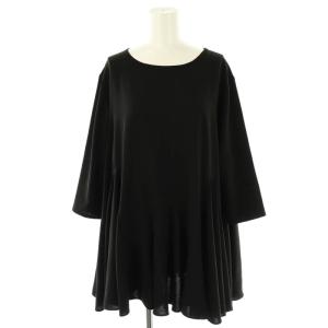 ヘムフレアチュニックトップス ブラウス 七分袖 F ブラック /DO OS