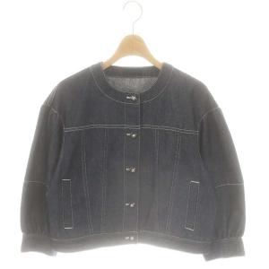 ノーカラーデニムジャケット デニムブルゾン 40 ネイビー /DF OS