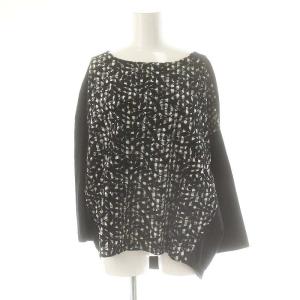 ギンガムチェック刺繍カットソー チュニック 1 黒 白 グレー /MI OS