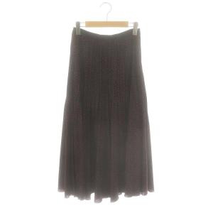 ドット柄プリーツロングスカート フレア 38 紺 赤 /MI OS