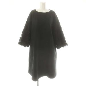 LIVETARTドット刺繍チュール袖ワンピース F 黒 /MI OS