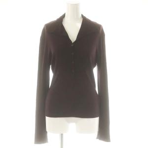 オープンネックロングTシャツ カットソー ウール S ボルドー /DO OS