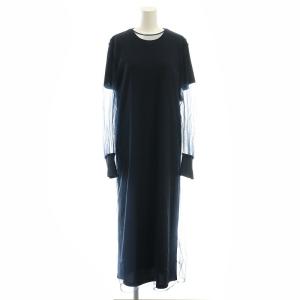 シアーレイヤード ワンピース ロング 2点セット 38 ネイビー /HK OS