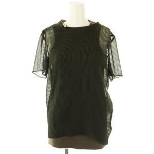 Chiffon x Cotton Jersey T-Shirt トップス プリーツTシャツ リブタンクトップ