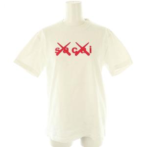 KAWS Flock Print T-Shirt Tシャツ カットソー 0 オフホワイト レッド /DO