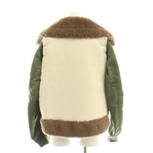 sacai ファイクシアリングナイロンツイルブルゾン フェイクレザー切替 ボア 1 カーキ