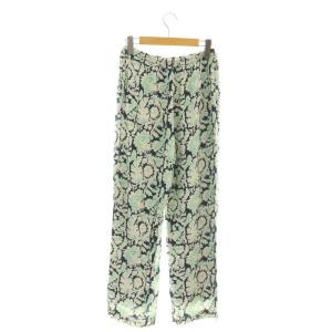 NE QUITTEZ PAS! Moss Rayon Botanical Print パンツ ストレート 総柄 S 紺 ネイビー ベージュ