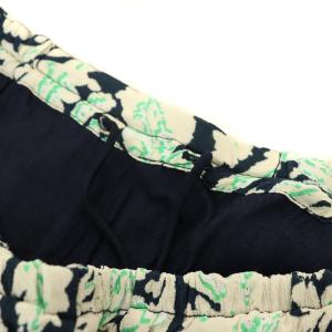 NE QUITTEZ PAS! Moss Rayon Botanical Print パンツ ストレート 総柄 S 紺 ネイビー ベージュ