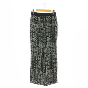 レーヨン総柄イージーパンツ ストレート S 黒 ブラック /AT OS SH