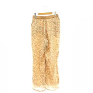 NE QUITTEZ PAS! Satin Flower Print Pants パンツ ストレート イージー S ピンクベージュ 茶