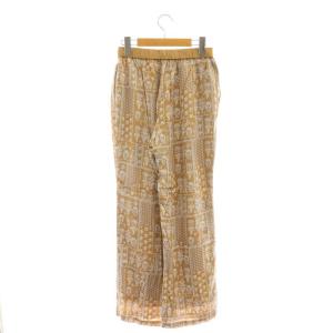 NE QUITTEZ PAS! レーヨン総柄イージーパンツ ストレート S 茶 ブラウン /AT OS SH