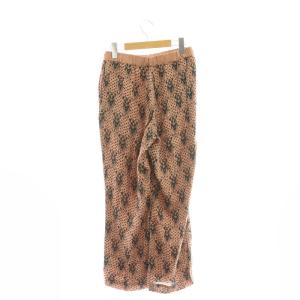 NE QUITTEZ PAS! モダールサテンエスニックプリントパンツ ストレート イージー S ピンク /AT OS SH