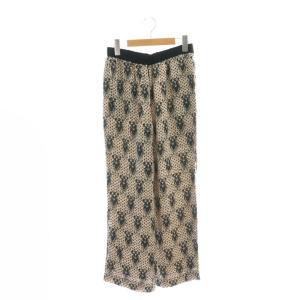 モダールサテンエスニックプリントパンツ ストレート イージー S グレー /AT OS SH