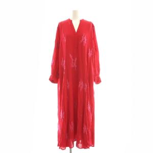 Moss Rayon Full Embroidery Panel ワンピース M レッド