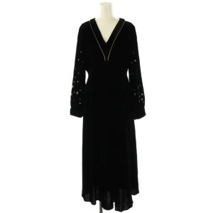 スパンコール装飾 ベロアマキシワンピース ブラック