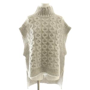 ウールケーブルニットベスト プルオーバー ハイネック グレー /AT OS SH