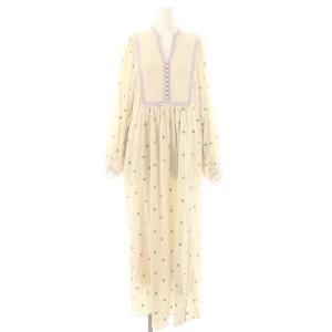 Cotton Gauze Full Embroidery Gather Dress ワンピース ロング