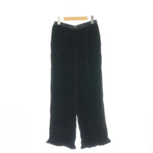 Velvet Glitter Print Frill Pants パンツ ベロア ドット柄 M 黒 ブラック