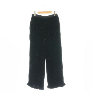 NE QUITTEZ PAS! Velvet Glitter Print Frill Pants パンツ ベロア ドット柄 M 黒 ブラック