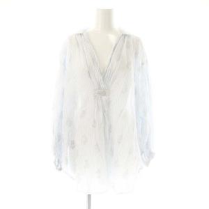 Cotton Voile Foil Flower Print Blouse F Stripe ブラウス