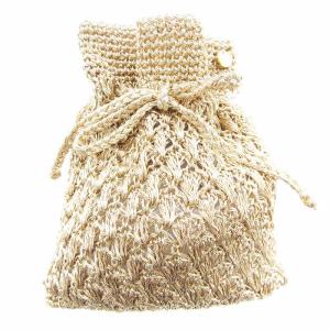 Metallic Thread Sakoche Bag サコッシュ ショルダーバッグ リボン ベージュ