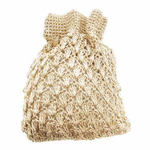 NE QUITTEZ PAS! Metallic Thread Sakoche Bag サコッシュ ショルダーバッグ リボン ベージュ