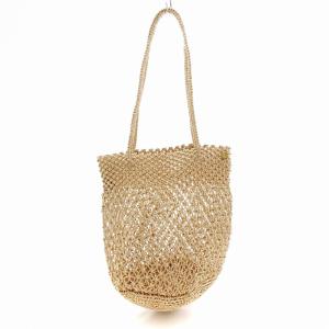 マクラメトートバッグ メタリック ピンクゴールドカラー /UO SH