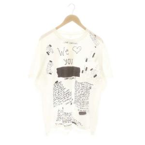 ANONYMOUS SIGN PRINTED T-SHIRT Tシャツ 総柄 S 白 茶 /MI OS