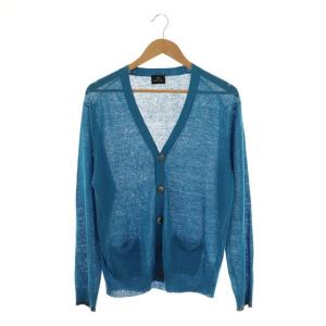 リネンカーディガン Vネック P ブルー /ES OS SH