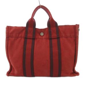 フールトゥPM ハンドバッグ トートバッグ キャンバス ライン 赤 レッド /JS