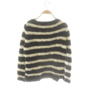 Drawer ボーダー シャギーニット セーター モヘヤ ウール混 1 黒 オフホワイト /MI OS