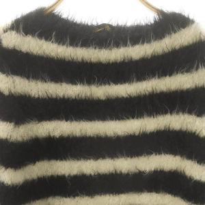 Drawer ボーダー シャギーニット セーター モヘヤ ウール混 1 黒 オフホワイト /MI OS