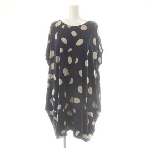 KOMO ドット柄 ドルマン 半袖 ワンピース ミニ ネイビー /SS OS