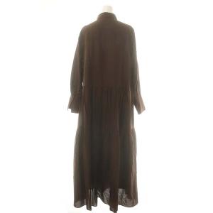 ebure ティアードシャツワンピース ロング 長袖 36 ブラウン /DO OS