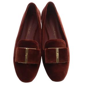 Salvatore Ferragamo ベロア ヴァラリボン パンプス 6D エンジ /SR17