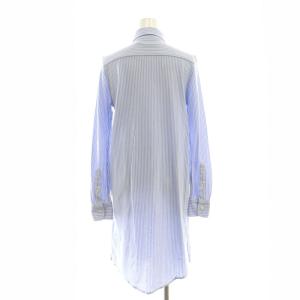 RALPH LAUREN ストライプ シャツワンピース ひざ丈 ボタンダウン M ブルー ホワイト /DF OS