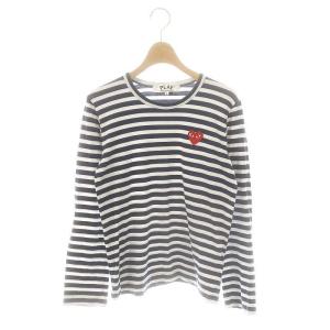 AD2019 ハートワッペンボーダーカットソー 長袖 L ネイビーブルー オフホワイト AZ-T009