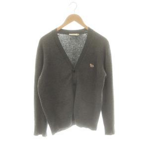 ワッペン Vネック カーディガン ニット ウール S グレー /MI OS