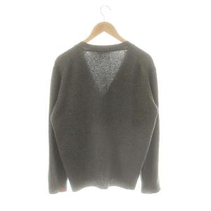 Maison Kitsuné ワッペン Vネック カーディガン ニット ウール S グレー /MI OS