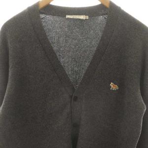 Maison Kitsuné ワッペン Vネック カーディガン ニット ウール S グレー /MI OS