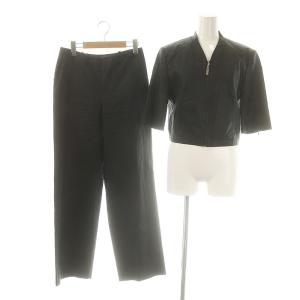 セットアップ リネン 5分袖ジャケット パンツ 38 ブラック /DO OS