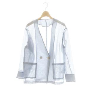 S collage 24SS シアーリネンライクダブルジャケット ノーカラー F ライトブルー /HK