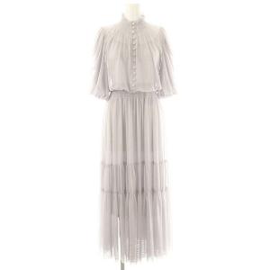 Sustaina チュールティアードドレス ワンピース ロング 七分袖 0 グレー /DO OS