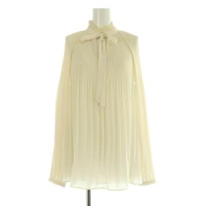 ボウタイ プリーツ シフォンブラウス 長袖 プルオーバー SP アイボリー /MY OS