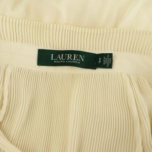 LAUREN RALPH LAUREN ボウタイ プリーツ シフォンブラウス 長袖 プルオーバー SP アイボリー /MY OS