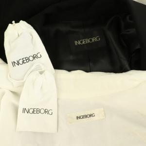 INGEBORG リボンタイレイヤードデザインシャツ 長袖 ジレワンピース 3 ブラック ホワイト /MY OS