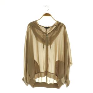 シフォンフードブルゾン ジップアップ シースルー パーカー モカ /MY OS